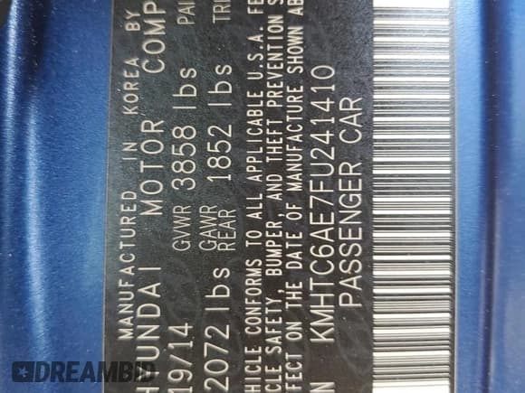 ✅ 2015 Hyundai Veloster Turbo • VIN: KMHTC6AE7FU241410 • Lot: 52547884. Wystawiony na Copart z przebiegiem 118 641 mil. Bezpłatny archiwum sprzedaży aukcyjnych z USA i szczegółowy raport historii pojazdu na DreamBid. Zdjęcie 12.