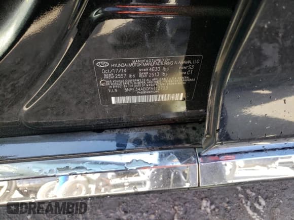 ✅ 2015 Hyundai Sonata Sport • VIN: 5NPE34AB0FH112703 • Lot: 46249153. Listed on Copart with 73,957 mi. Free auction sales archive from the USA and detailed vehicle history report at DreamBid. Image 12.