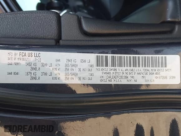 ✅ 2015 Jeep Grand Cherokee Laredo • VIN: 1C4RJEAG7FC951994 • Lot: 42316083. Listed on IAAI with 150,227 mi. Free auction sales archive from the USA and detailed vehicle history report at DreamBid. Image 9.