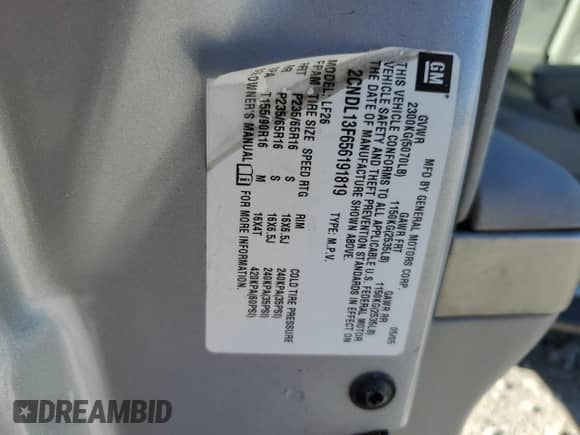 2005 Chevrolet Equinox LS z VIN 2CNDL13F656191819, wystawiony jako Copart lot #74784374 z przebiegiem 110 983 mil mil oraz Szkoda całkowita • Salvage title. Historia ofert i sprzedaży dostępna na DreamBid. Obrazek 12.