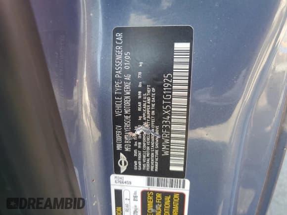 ✅ 2005 MINI Convertible • VIN: WMWRF334X5TG11925 • Лот: 81816385. Опубликован ранее на Copart с пробегом 161 412 миль. Бесплатный доступ к архиву аукционных продаж из США и подробный отчёт об истории автомобиля на DreamBid. Изображение 12.