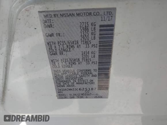 ✅ 2018 Nissan Pathfinder SL • VIN: 5N1DR2MN3JC625187 • Лот: 43609259. Опубликован ранее на IAAI с пробегом 142 037 миль. Бесплатный доступ к архиву аукционных продаж из США и подробный отчёт об истории автомобиля на DreamBid. Изображение 9.