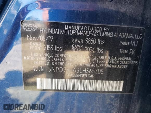 2020 Hyundai Elantra Eco с VIN 5NPD94LA3LH565305, выставлен на аукционе Copart как лот 70421315 с пробегом 76 880 миль миль и Списание • Salvage title. История ставок и продаж доступна на DreamBid. Изображение 12.