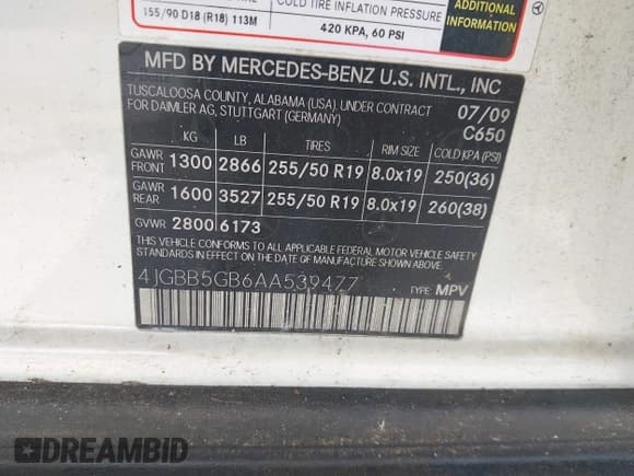 ✅ 2010 Mercedes-Benz M 350 • VIN: 4JGBB5GB6AA539477 • Lot: 43900199. Listed on IAAI with 98,752 mi. Free auction sales archive from the USA and detailed vehicle history report at DreamBid. Image 9.