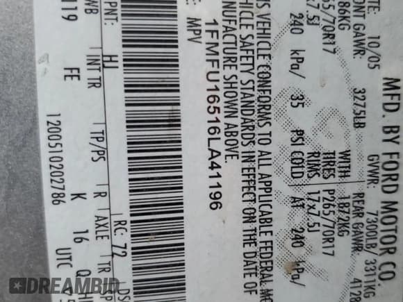 ✅ 2006 Ford Expedition Special Service • VIN: 1FMFU16516LA41196 • Лот: 70060135. Опубликован ранее на Copart с пробегом 211 510 миль. Бесплатный доступ к архиву аукционных продаж из США и подробный отчёт об истории автомобиля на DreamBid. Изображение 12.