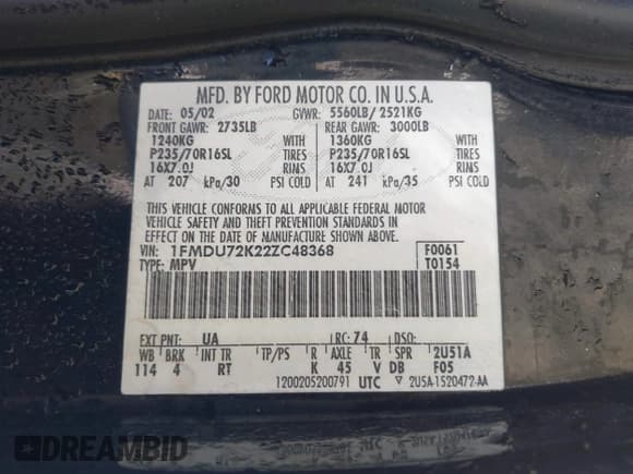 ✅ 2002 Ford Explorer XLS • VIN: 1FMDU72K22ZC48368 • Lot: 42017501. Wystawiony na IAAI z przebiegiem 139 875 mil. Bezpłatny archiwum sprzedaży aukcyjnych z USA i szczegółowy raport historii pojazdu na DreamBid. Zdjęcie 9.