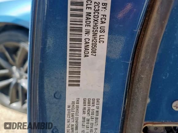 ✅ 2022 Dodge Charger GT • VIN: 2C3CDXHG5NH205087 • Lot: 84484375. Wystawiony na Copart z przebiegiem 25 194 mil. Bezpłatny archiwum sprzedaży aukcyjnych z USA i szczegółowy raport historii pojazdu na DreamBid. Zdjęcie 12.