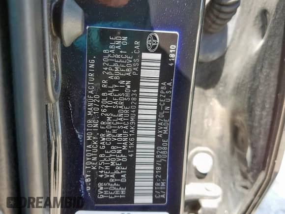 2021 Toyota Camry XSE z VIN 4T1K61AK9MU402834, wystawiony jako Copart lot #71657335 z przebiegiem 77 028 mil mil oraz Szkoda całkowita • Salvage title. Historia ofert i sprzedaży dostępna na DreamBid. Obrazek 12.