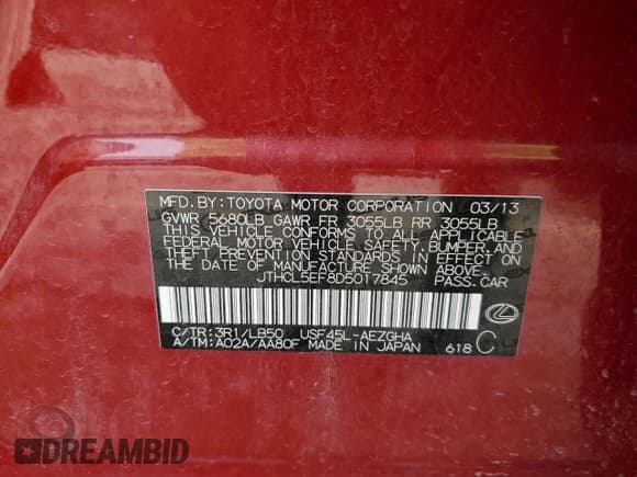 ✅ 2013 Lexus LS 460 • VIN: JTHCL5EF8D5017845 • Lot: 82417805. Wystawiony na Copart z przebiegiem 145 739 mil. Bezpłatny archiwum sprzedaży aukcyjnych z USA i szczegółowy raport historii pojazdu na DreamBid. Zdjęcie 12.