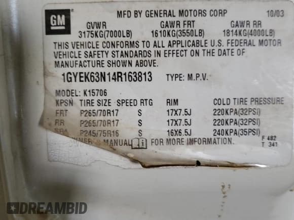 ✅ 2004 Cadillac Escalade • VIN: 1GYEK63N14R163813 • Lot: 45870235. Listed on Copart with Not provided. Free auction sales archive from the USA and detailed vehicle history report at DreamBid. Image 13.