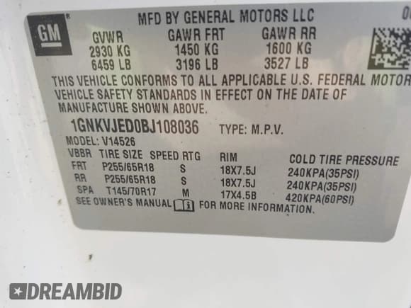 ✅ 2011 Chevrolet Traverse 2LT • VIN: 1GNKVJED0BJ108036 • Lot: 43703538. Listed on IAAI with 199,953 mi. Free auction sales archive from the USA and detailed vehicle history report at DreamBid. Image 9.