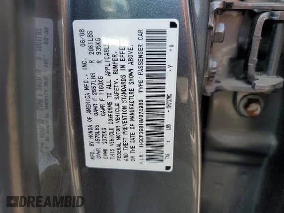 ✅ 2008 Honda Accord EX-L • VIN: 1HGCP36818A074980 • Lot: 66167405. Wystawiony na Copart z przebiegiem 96 434 mil. Bezpłatny archiwum sprzedaży aukcyjnych z USA i szczegółowy raport historii pojazdu na DreamBid. Zdjęcie 13.