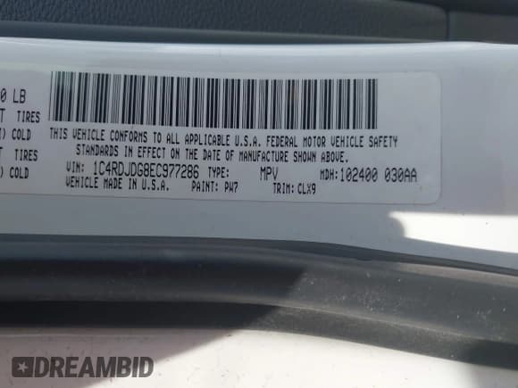 ✅ 2014 Dodge Durango Limited • VIN: 1C4RDJDG8EC977286 • Лот: 42895509. Опубликован ранее на IAAI с пробегом 143 570 миль. Бесплатный доступ к архиву аукционных продаж из США и подробный отчёт об истории автомобиля на DreamBid. Изображение 9.