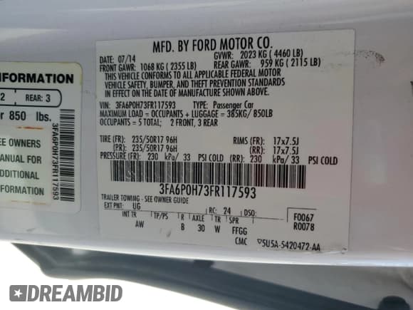 ✅ 2015 Ford Fusion SE • VIN: 3FA6P0H73FR117593 • Lot: 87113185. Wystawiony na Copart z przebiegiem 275 806 mil. Bezpłatny archiwum sprzedaży aukcyjnych z USA i szczegółowy raport historii pojazdu na DreamBid. Zdjęcie 13.