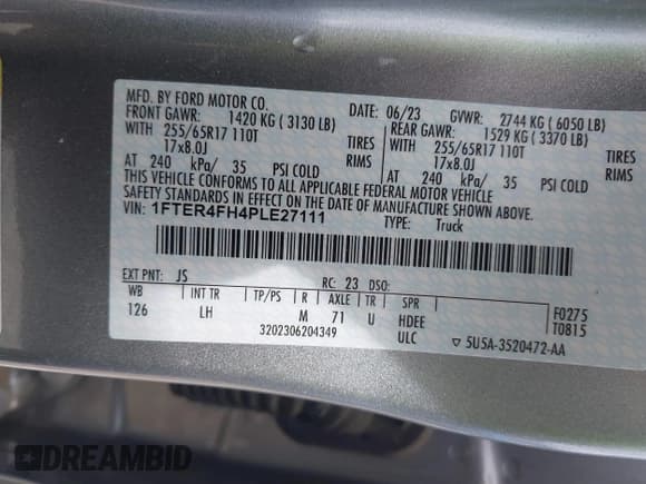 ✅ 2023 Ford Ranger XL • VIN: 1FTER4FH4PLE27111 • Lot: 43079230. Wystawiony na IAAI z przebiegiem 25 408 mil. Bezpłatny archiwum sprzedaży aukcyjnych z USA i szczegółowy raport historii pojazdu na DreamBid. Zdjęcie 9.