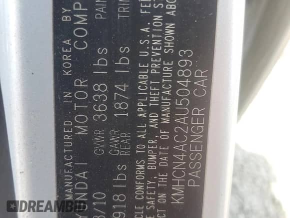 2010 Hyundai Accent GLS с VIN KMHCN4AC2AU504893, выставлен на аукционе Copart как лот 71567554 с пробегом 72 574 миль миль и На запчасти • Non repairable. История ставок и продаж доступна на DreamBid. Изображение 12.