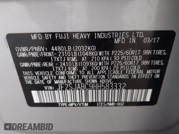 ✅ 2017 Subaru Forester • VIN: JF2SJABC9HH583332 • Lot: 43826959. Wystawiony na IAAI z przebiegiem 150 188 mil. Bezpłatny archiwum sprzedaży aukcyjnych z USA i szczegółowy raport historii pojazdu na DreamBid. Zdjęcie 9.