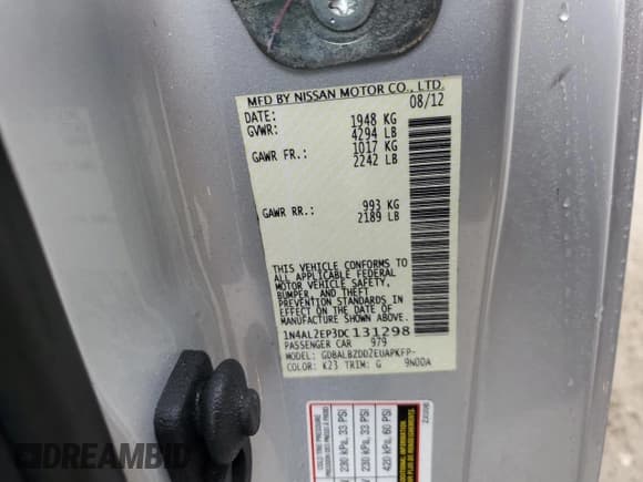 ✅ 2013 Nissan Altima S • VIN: 1N4AL2EP3DC131298 • Лот: 86451135. Опубликован ранее на Copart с пробегом 93 524 миль. Бесплатный доступ к архиву аукционных продаж из США и подробный отчёт об истории автомобиля на DreamBid. Изображение 12.