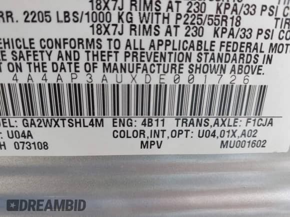 2013 Mitsubishi Outlander ES с VIN 4A4AP3AUXDE001726, выставлен на аукционе IAAI как лот 43480418 с пробегом 124 387 миль миль и . История ставок и продаж доступна на DreamBid. Изображение 9.