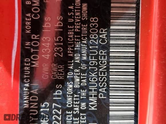 2015 Hyundai Genesis Coupe Ultimate z VIN KMHHU6KJ9FU128038, wystawiony jako Copart lot #64824405 z przebiegiem 64 607 mil mil oraz Szkoda całkowita • Salvage title. Historia ofert i sprzedaży dostępna na DreamBid. Obrazek 12.