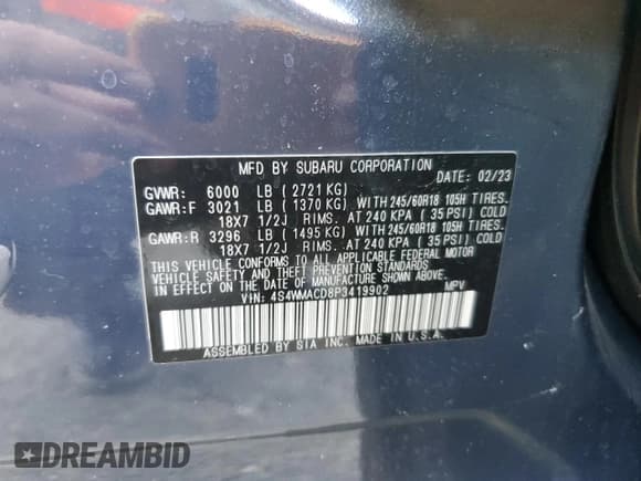 ✅ 2023 Subaru Ascent Premium • VIN: 4S4WMACD8P3419902 • Lot: 61260905. Wystawiony na Copart z przebiegiem 42 113 mil. Bezpłatny archiwum sprzedaży aukcyjnych z USA i szczegółowy raport historii pojazdu na DreamBid. Zdjęcie 14.