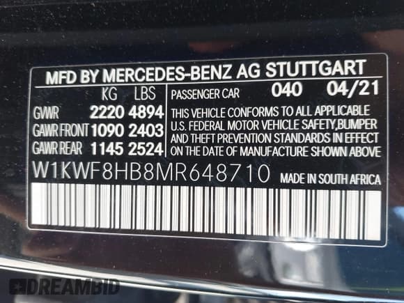 ✅ 2021 Mercedes-Benz C 63 S AMG • VIN: W1KWF8HB8MR648710 • Лот: 42615482. Опубликован ранее на IAAI с пробегом 20 701 миль. Бесплатный доступ к архиву аукционных продаж из США и подробный отчёт об истории автомобиля на DreamBid. Изображение 9.
