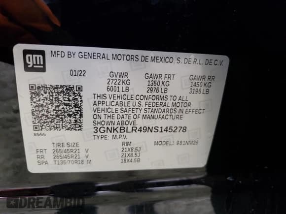 ✅ 2022 Chevrolet Blazer Premier • VIN: 3GNKBLR49NS145278 • Lot: 89631135. Listed on Copart with 63,248 mi. Free auction sales archive from the USA and detailed vehicle history report at DreamBid. Image 13.