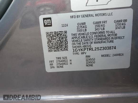 ✅ 2025 Cadillac LYRIQ Sport • VIN: 1GYKPTRL2SZ303874 • Lot: 46845715. Listed on Copart with 446 mi. Free auction sales archive from the USA and detailed vehicle history report at DreamBid. Image 13.