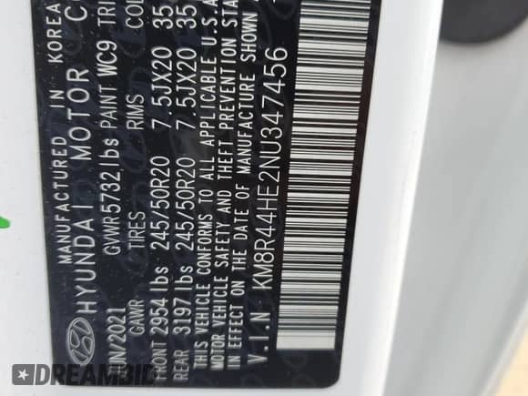 2022 Hyundai Palisade SEL с VIN KM8R44HE2NU347456, выставлен на аукционе Copart как лот 55855374 с пробегом 84 603 миль миль и Списание • Salvage title. История ставок и продаж доступна на DreamBid. Изображение 13.