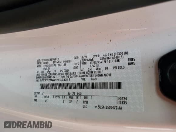 ✅ 2024 Ford F-250 • VIN: 1FTRF2BA2REC34311 • Lot: 80530174. Wystawiony na Copart z przebiegiem 1 209 mil. Bezpłatny archiwum sprzedaży aukcyjnych z USA i szczegółowy raport historii pojazdu na DreamBid. Zdjęcie 12.