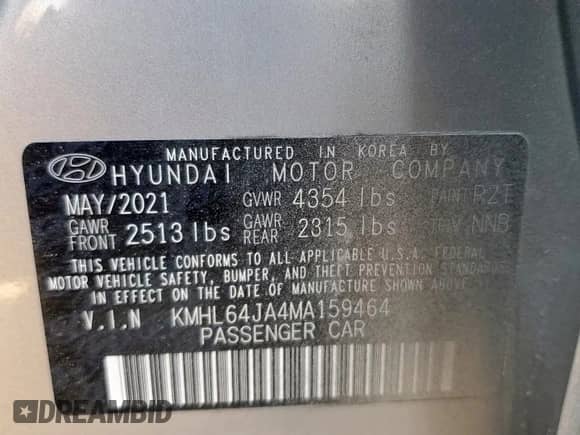 2021 Hyundai Sonata SEL с VIN KMHL64JA4MA159464, выставлен на аукционе Copart как лот 85913955 с пробегом 56 286 миль миль и Списание • Salvage title. История ставок и продаж доступна на DreamBid. Изображение 13.