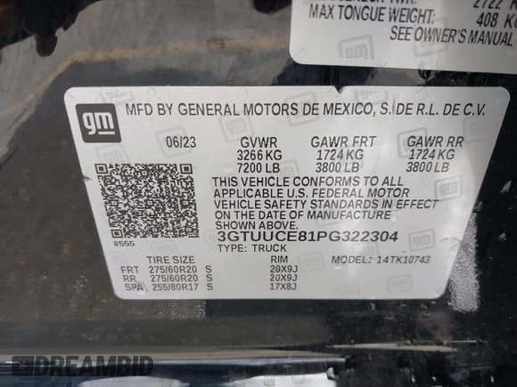 ✅ 2023 GMC Sierra 1500 Elevation • VIN: 3GTUUCE81PG322304 • Lot: 42266642. Listed on IAAI with 30,308 mi. Free auction sales archive from the USA and detailed vehicle history report at DreamBid. Image 9.