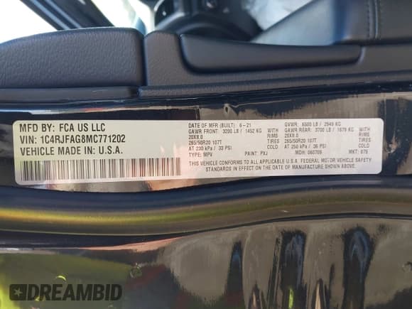 ✅ 2021 Jeep Grand Cherokee Laredo E • VIN: 1C4RJFAG8MC771202 • Lot: 43510119. Listed on IAAI with 52,525 mi. Free auction sales archive from the USA and detailed vehicle history report at DreamBid. Image 9.