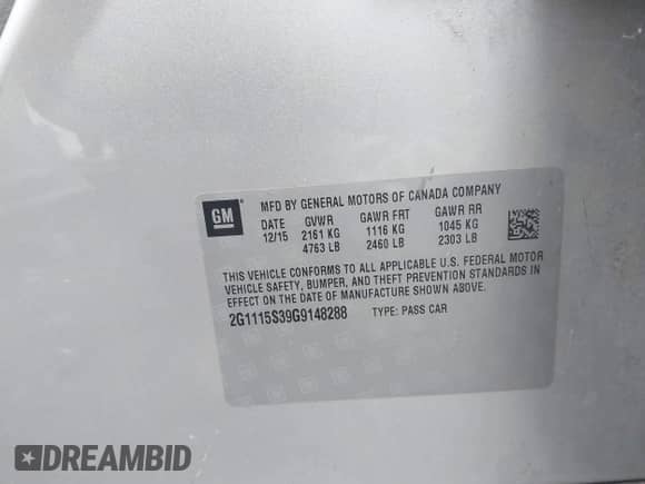 ✅ 2016 Chevrolet Impala LT • VIN: 2G1115S39G9148288 • Лот: 43589851. Опубликован ранее на IAAI с пробегом 174 076 миль. Бесплатный доступ к архиву аукционных продаж из США и подробный отчёт об истории автомобиля на DreamBid. Изображение 9.