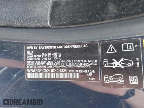 ✅ 2016 BMW 4 Series 428i xDrive • VIN: WBA3N9C52GK249339 • Lot: 42653324. Wystawiony na IAAI z przebiegiem 95 994 mil. Bezpłatny archiwum sprzedaży aukcyjnych z USA i szczegółowy raport historii pojazdu na DreamBid. Zdjęcie 9.