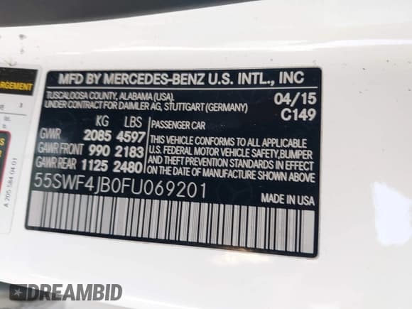 ✅ 2015 Mercedes-Benz C 300 • VIN: 55SWF4JB0FU069201 • Lot: 43059425. Wystawiony na IAAI z przebiegiem 167 477 mil. Bezpłatny archiwum sprzedaży aukcyjnych z USA i szczegółowy raport historii pojazdu na DreamBid. Zdjęcie 9.