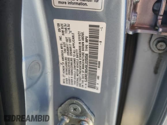 ✅ 2009 Honda CR-V EX • VIN: 5J6RE38549L020056 • Lot: 86892115. Wystawiony na Copart z przebiegiem 148 692 mil. Bezpłatny archiwum sprzedaży aukcyjnych z USA i szczegółowy raport historii pojazdu na DreamBid. Zdjęcie 13.