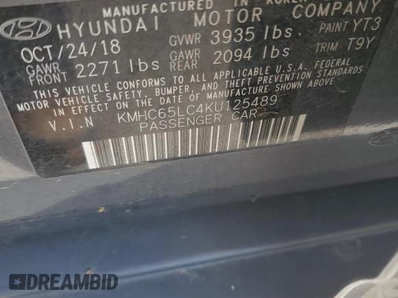 ✅ 2019 Hyundai Ioniq Blue • VIN: KMHC65LC4KU125489 • Lot: 51063565. Wystawiony na Copart z przebiegiem 105 045 mil. Bezpłatny archiwum sprzedaży aukcyjnych z USA i szczegółowy raport historii pojazdu na DreamBid. Zdjęcie 12.