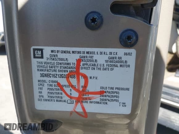 ✅ 2002 Chevrolet Suburban LS • VIN: 3GNEC16Z12G327408 • Лот: 42953003. Опубликован ранее на IAAI с пробегом 305 921 миль. Бесплатный доступ к архиву аукционных продаж из США и подробный отчёт об истории автомобиля на DreamBid. Изображение 9.