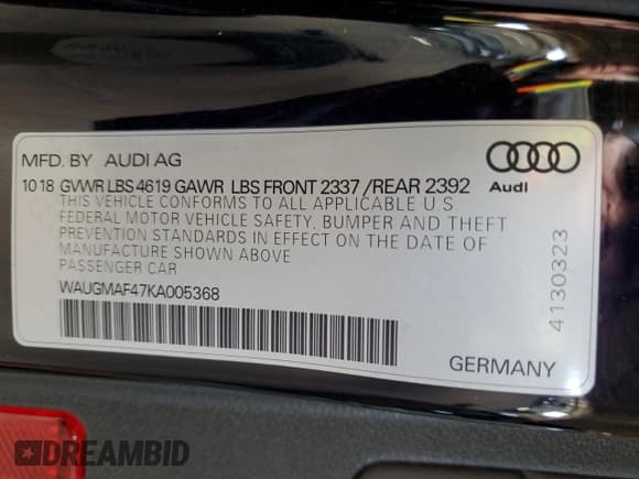 ✅ 2019 Audi A4 Premium • VIN: WAUGMAF47KA005368 • Lot: 69265675. Wystawiony na Copart z przebiegiem Nie podano. Bezpłatny archiwum sprzedaży aukcyjnych z USA i szczegółowy raport historii pojazdu na DreamBid. Zdjęcie 12.