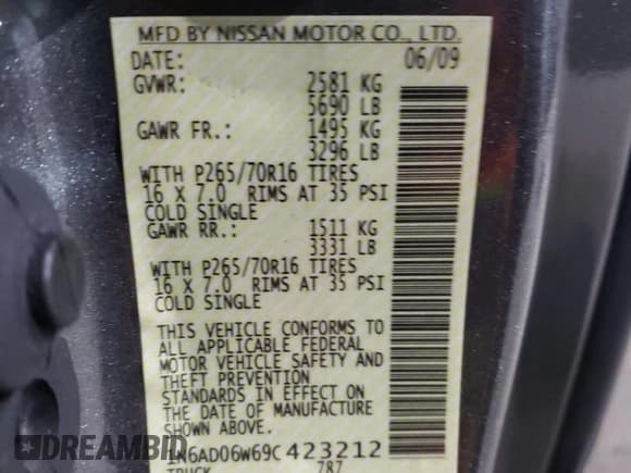 ✅ 2009 Nissan Frontier SE • VIN: 1N6AD06W69C423212 • Lot: 88450055. Listed on Copart with 173,199 mi. Free auction sales archive from the USA and detailed vehicle history report at DreamBid. Image 12.