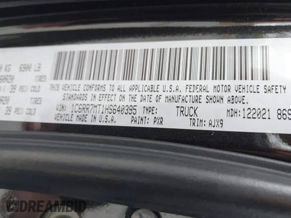 2017 Ram 1500 Night z VIN 1C6RR7MT1HS640395, wystawiony jako IAAI lot #43011656 z przebiegiem 48 144 mil mil oraz . Historia ofert i sprzedaży dostępna na DreamBid. Obrazek 9.
