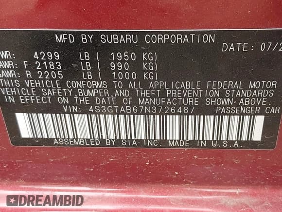 ✅ 2022 Subaru Impreza • VIN: 4S3GTAB67N3726487 • Lot: 42897107. Wystawiony na IAAI z przebiegiem 27 234 mil. Bezpłatny archiwum sprzedaży aukcyjnych z USA i szczegółowy raport historii pojazdu na DreamBid. Zdjęcie 9.