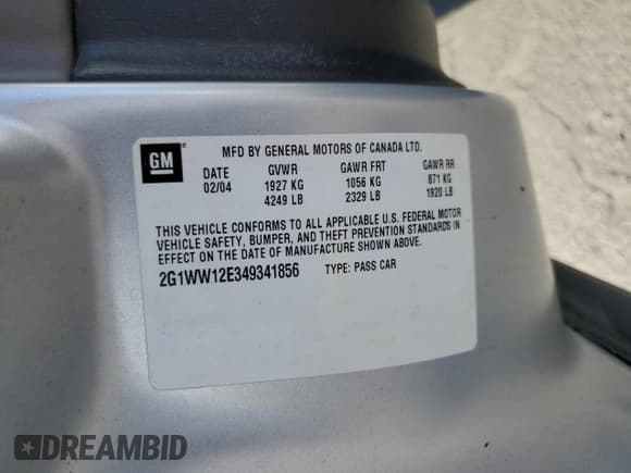 ✅ 2004 Chevrolet Monte Carlo LS • VIN: 2G1WW12E349341856 • Lot: 91061635. Listed on Copart with 177,413 mi. Free auction sales archive from the USA and detailed vehicle history report at DreamBid. Image 12.