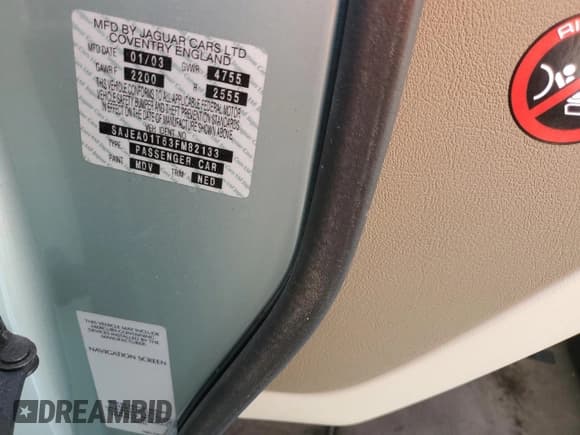 ✅ 2003 Jaguar S-Type • VIN: SAJEA01T63FM82133 • Лот: 70058765. Опубликован ранее на Copart с пробегом 129 223 миль. Бесплатный доступ к архиву аукционных продаж из США и подробный отчёт об истории автомобиля на DreamBid. Изображение 12.