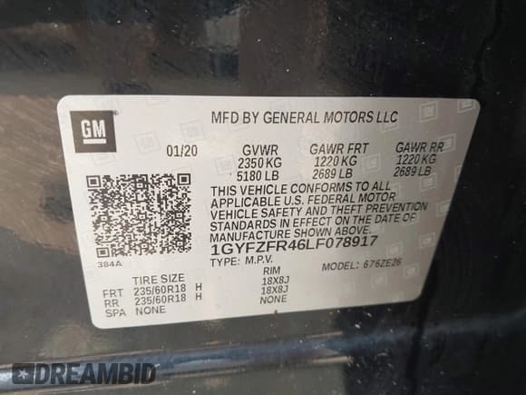 ✅ 2020 Cadillac XT4 AWD Sport • VIN: 1GYFZFR46LF078917 • Lot: 42902508. Listed on IAAI with 64,788 mi. Free auction sales archive from the USA and detailed vehicle history report at DreamBid. Image 9.