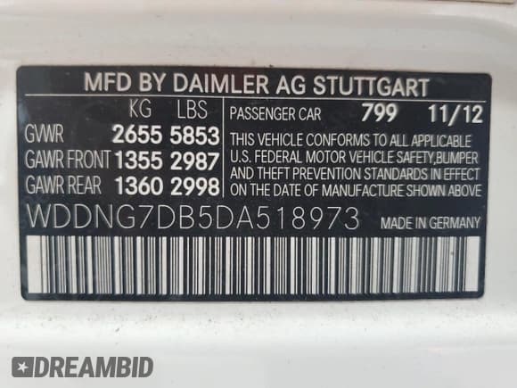 ✅ 2013 Mercedes-Benz S 550 • VIN: WDDNG7DB5DA518973 • Lot: 83976935. Listed on Copart with 60,213 mi. Free auction sales archive from the USA and detailed vehicle history report at DreamBid. Image 13.