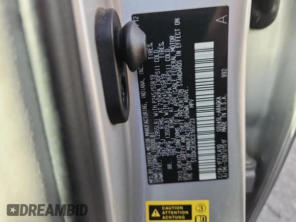 ✅ 2012 Toyota Highlander Limited • VIN: 5TDDK3EH0CS165723 • Lot: 92538125. Listed on Copart with 166,521 mi. Free auction sales archive from the USA and detailed vehicle history report at DreamBid. Image 13.