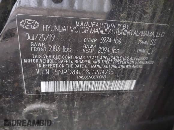 2020 Hyundai Elantra SEL z VIN 5NPD84LF8LH514235, wystawiony jako IAAI lot #42546563 z przebiegiem 120 116 mil mil oraz . Historia ofert i sprzedaży dostępna na DreamBid. Obrazek 9.