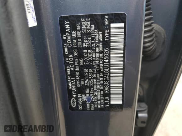 2020 Hyundai Tucson Ultimate z VIN KM8J3CAL8LU145026, wystawiony jako Copart lot #70494075 z przebiegiem 22 731 mil mil oraz Szkoda całkowita • Salvage title. Historia ofert i sprzedaży dostępna na DreamBid. Obrazek 13.